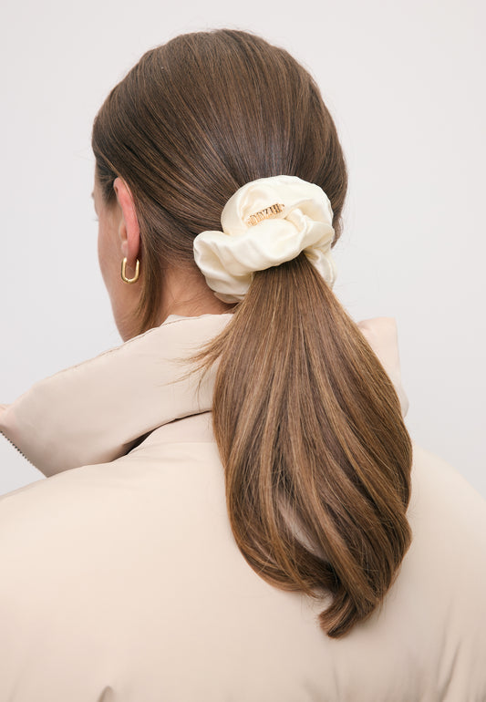 Cream SERENA silk scrunchie