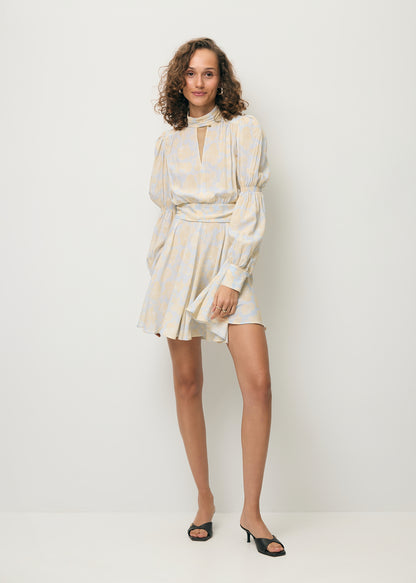 Blue mini dress with a decorative neckline SIERRA