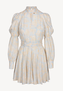Blue mini dress with a decorative neckline SIERRA