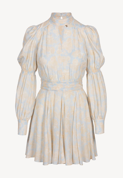Blue mini dress with a decorative neckline SIERRA