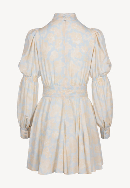 Blue mini dress with a decorative neckline SIERRA