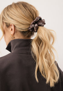 SILKY brown logo silk hair elastic band