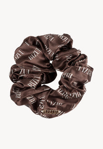 SILKY brown logo silk hair elastic band