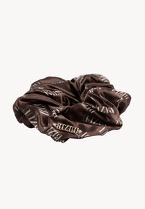 SILKY brown logo silk hair elastic band