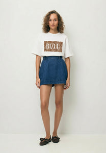 Cream oversized SIME T-shirt with a logo