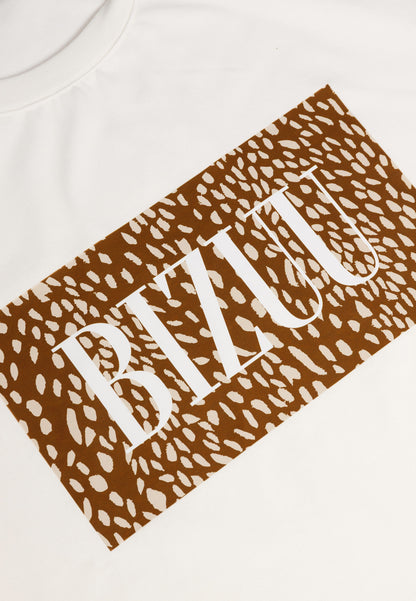 Cream oversized SIME T-shirt with a logo