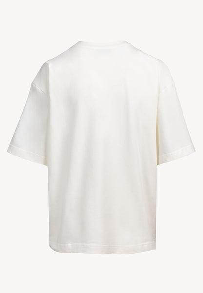 Cream oversized SIME T-shirt with a logo