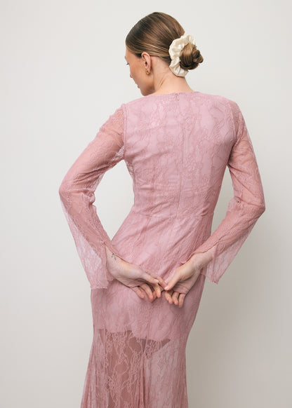 Pink lace maxi dress SOLIN