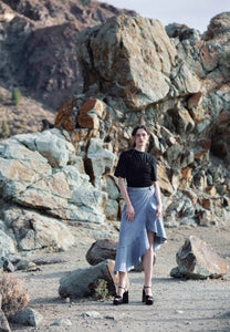 Blue NIIA denim skirt with a ruffle