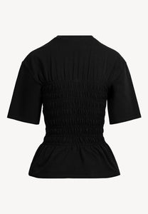 Black SORIA T-shirt with decorative ruching