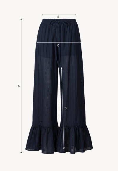 Cotton pants in English embroidery LAVENDOU navy blue