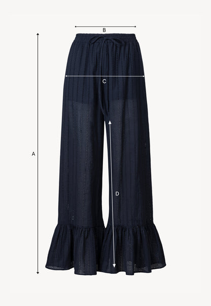 Cotton pants in English embroidery LAVENDOU navy blue