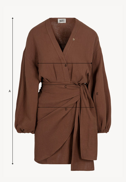 Brown mini dress in organic cotton MOULINS