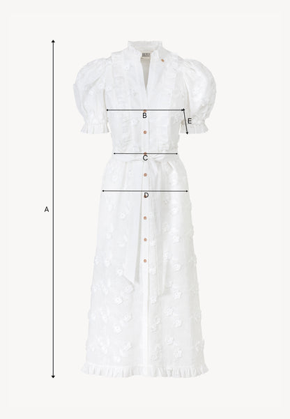 White maxi dress with decorative flowers NATTA