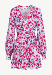 Blue wrap-style mini dress SYMA