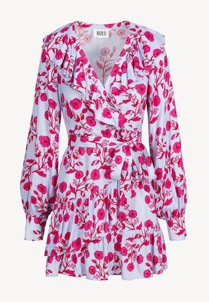 Blue wrap-style mini dress SYMA