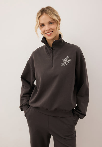 Brown half-zip sweatshirt TANSY