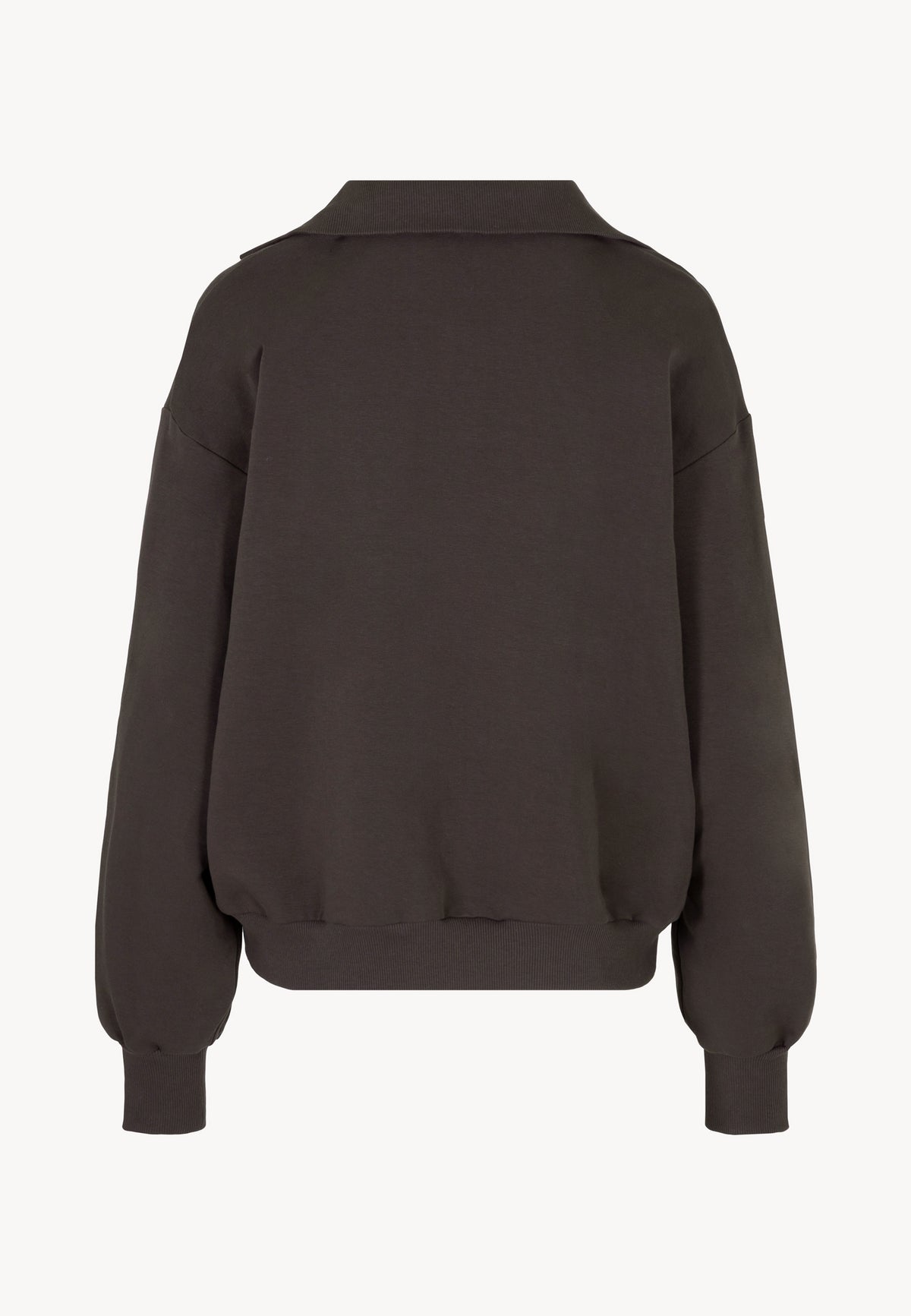 Back view of the chocolate TANSY cotton sweatshirt.