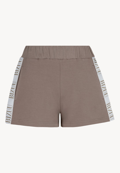 THORI taupe logo sweat shorts