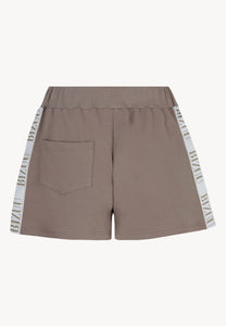 THORI taupe logo sweat shorts