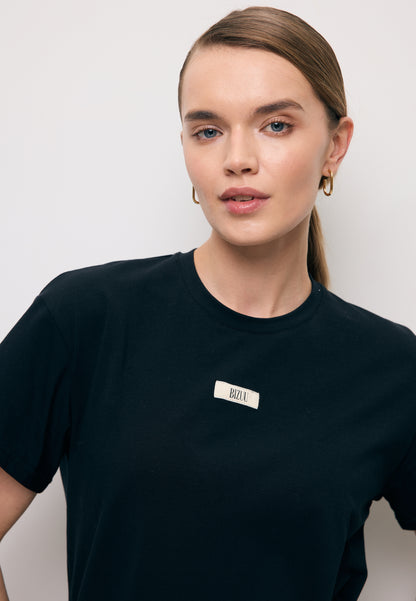Black cotton T-shirt with TISHALLE logo