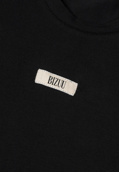 Black cotton T-shirt with TISHALLE logo