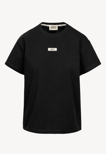 Black cotton T-shirt with TISHALLE logo