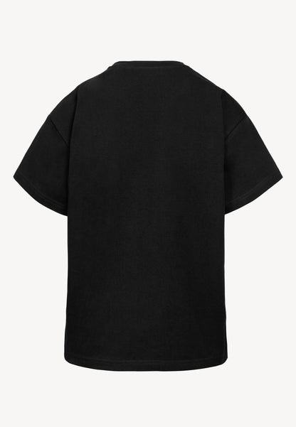 Black cotton T-shirt with TISHALLE logo