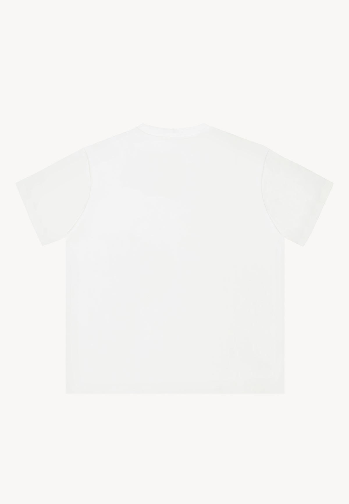The back of a white TISHALLE T-shirt.