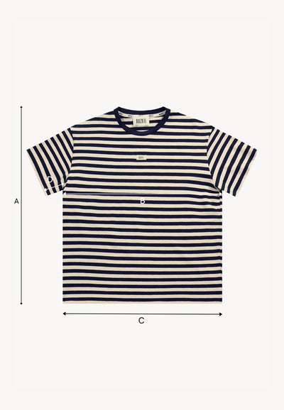 Cotton T-shirt with cream and navy blue stripes TISHALLY