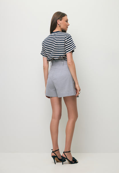 Cotton TISHALLY T-shirt in cream and navy stripes