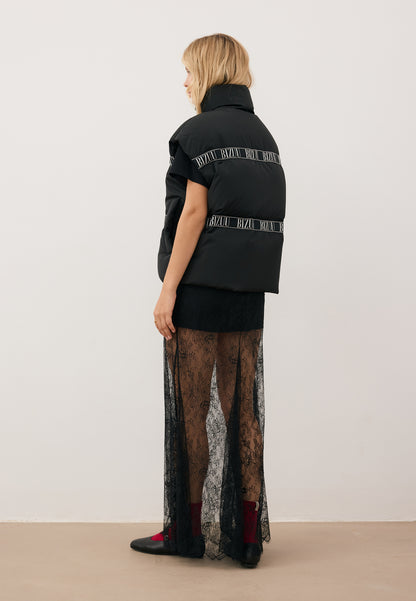 Black down vest with natural filling AYASE