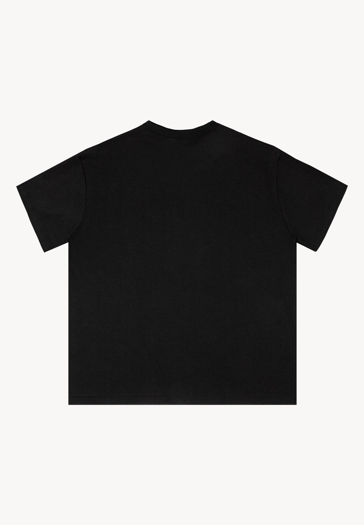 Back of black cotton TISHAL T-shirt.