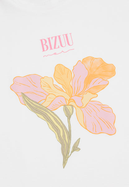 Cotton t-shirt with author's print TISHAL cream