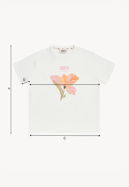 Cotton t-shirt with author's print TISHAL cream