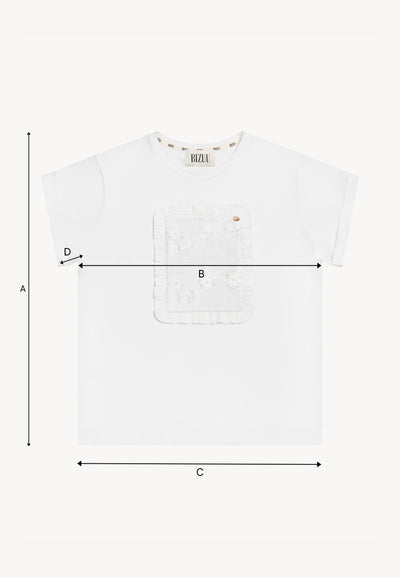 Cream T-shirt with embroidered flowers MIRADO