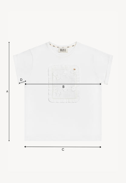 Cream T-shirt with embroidered flowers MIRADO