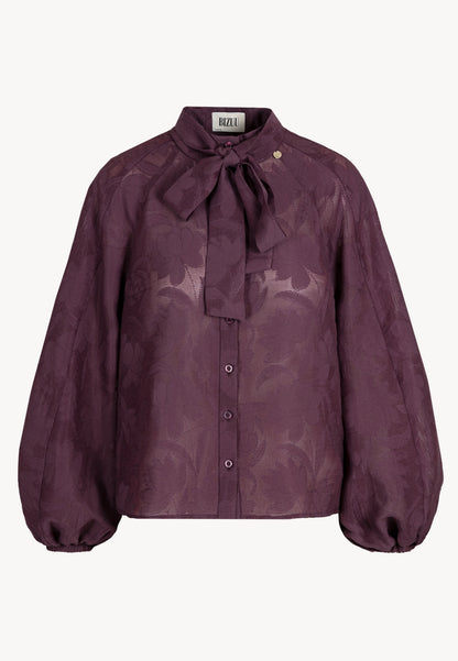 Burgundy blouse with a floral pattern VALEA