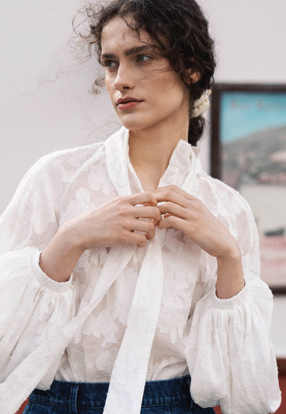 Cream floral blouse VALEA