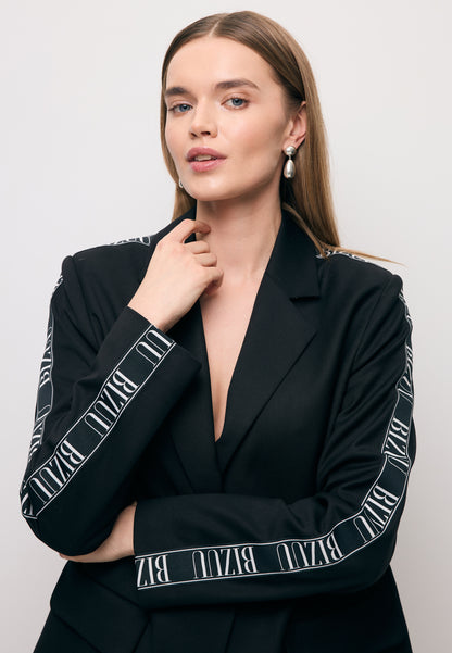 Black oversized VANDA blazer with contrast trim