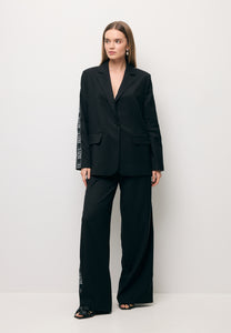 Black oversized VANDA blazer with contrast trim