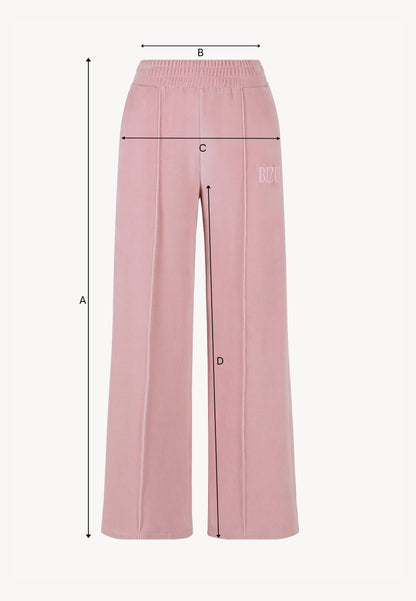 VELORINA wide-leg velour pants, pink