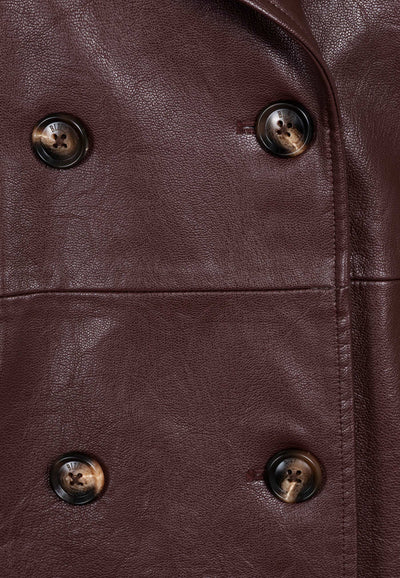 Brown eco-leather trench coat VENEKIA