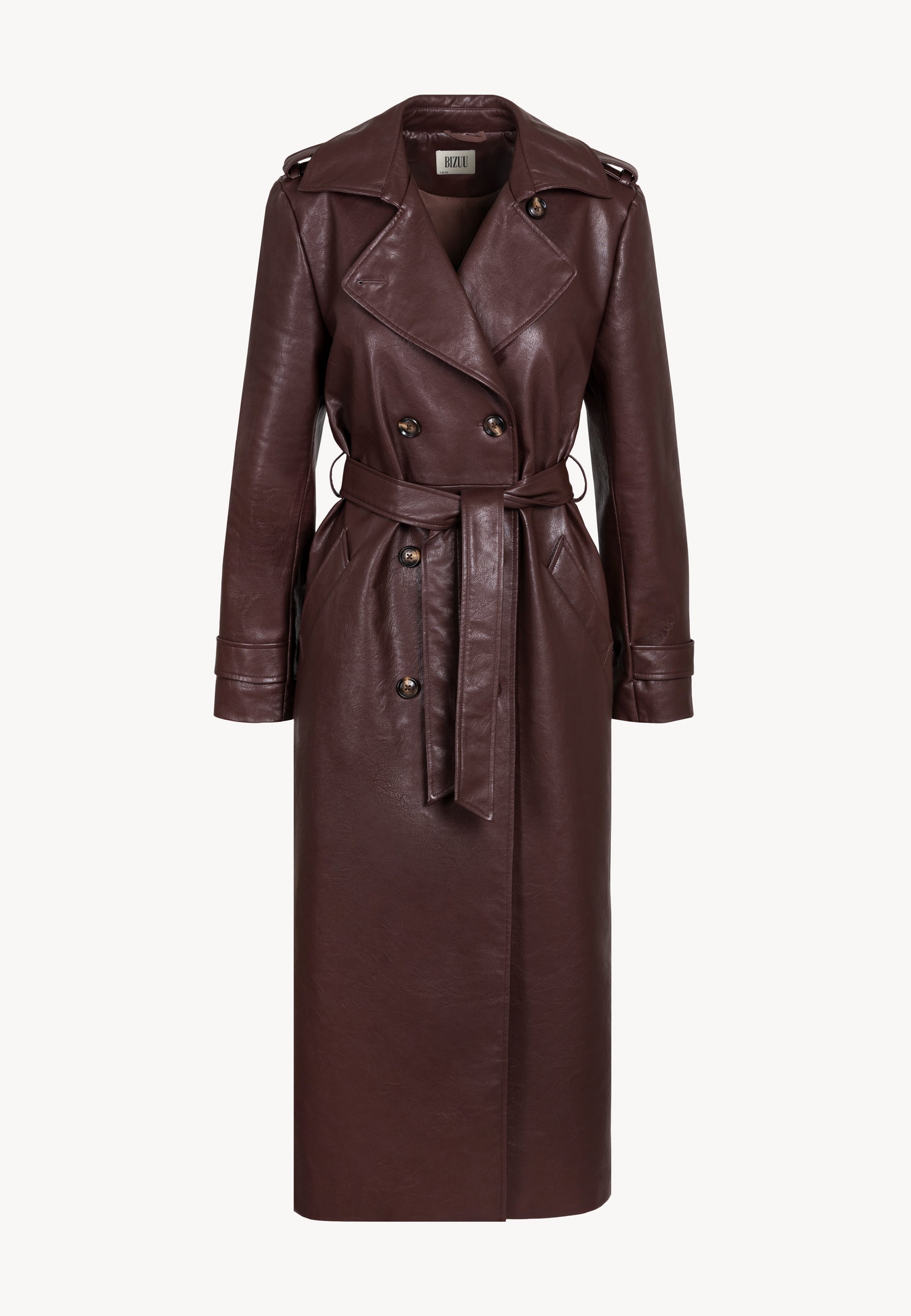 。betapost Leather coat Brown eco-leather trench coat VENEKIA – Bizuu