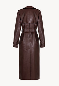 Brown eco-leather trench coat VENEKIA