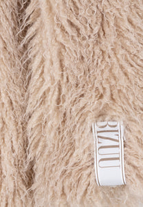 Beige VICENZA long-hair faux fur coat.
