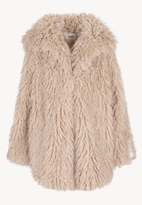 Beige VICENZA long-hair faux fur coat.