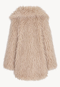 Beige VICENZA long-hair faux fur coat.