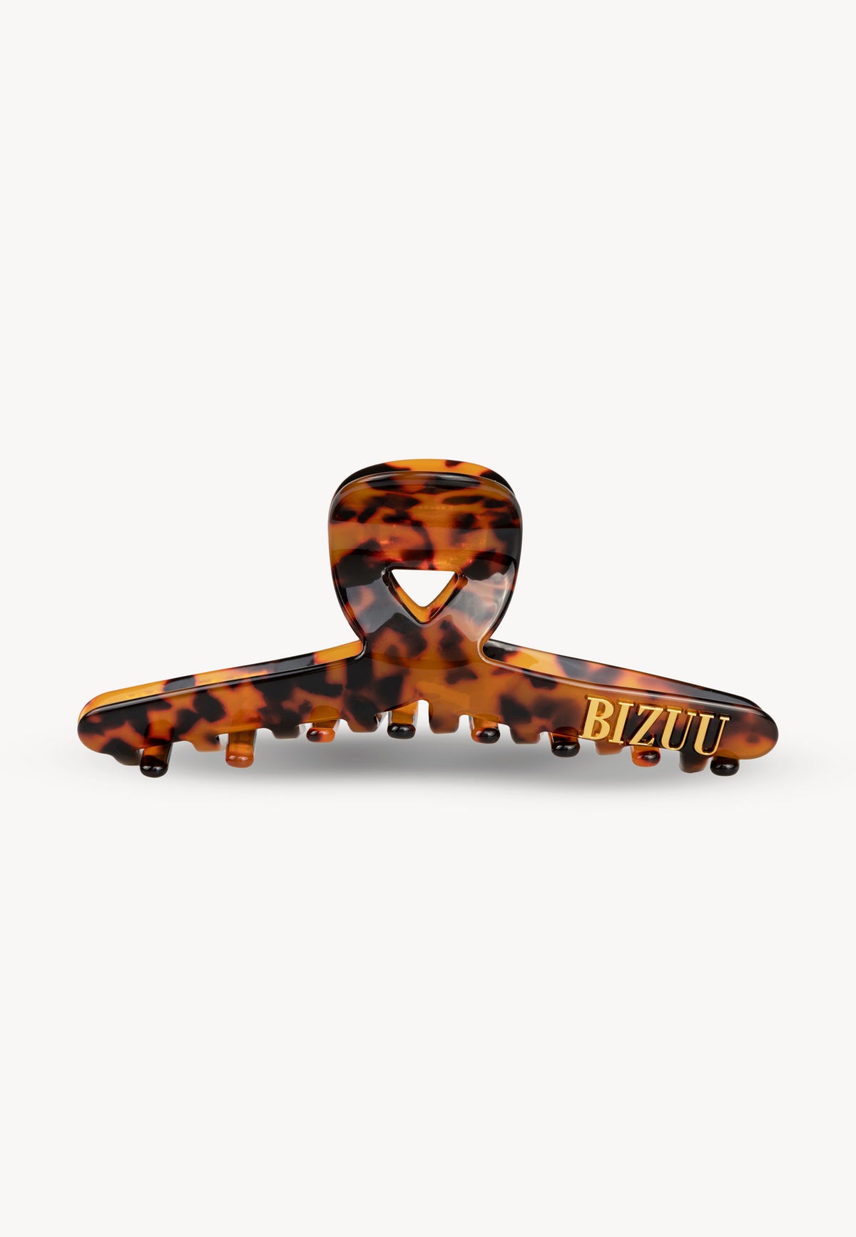 Brown WILDA hair clip with BIZUU logo.