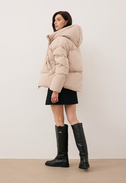 Beige oversized down jacket YOKO